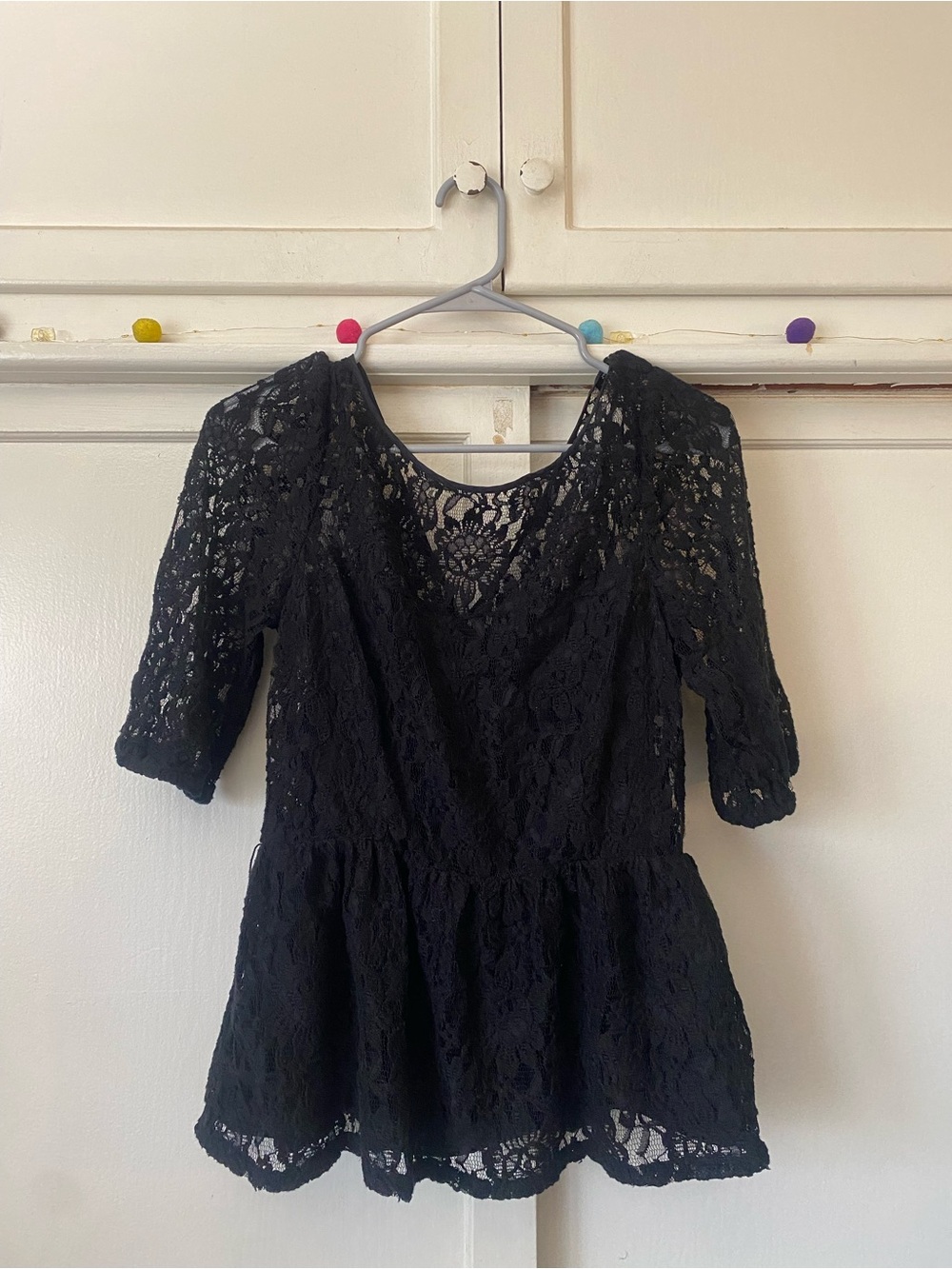 Juicy Couture Black Lace Peplum Blouse